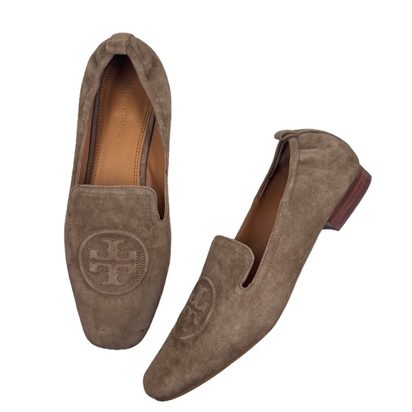 Tory Burch Shoes - Tory Burch Suede Loafers size 9 khaki Brown Leigh flats